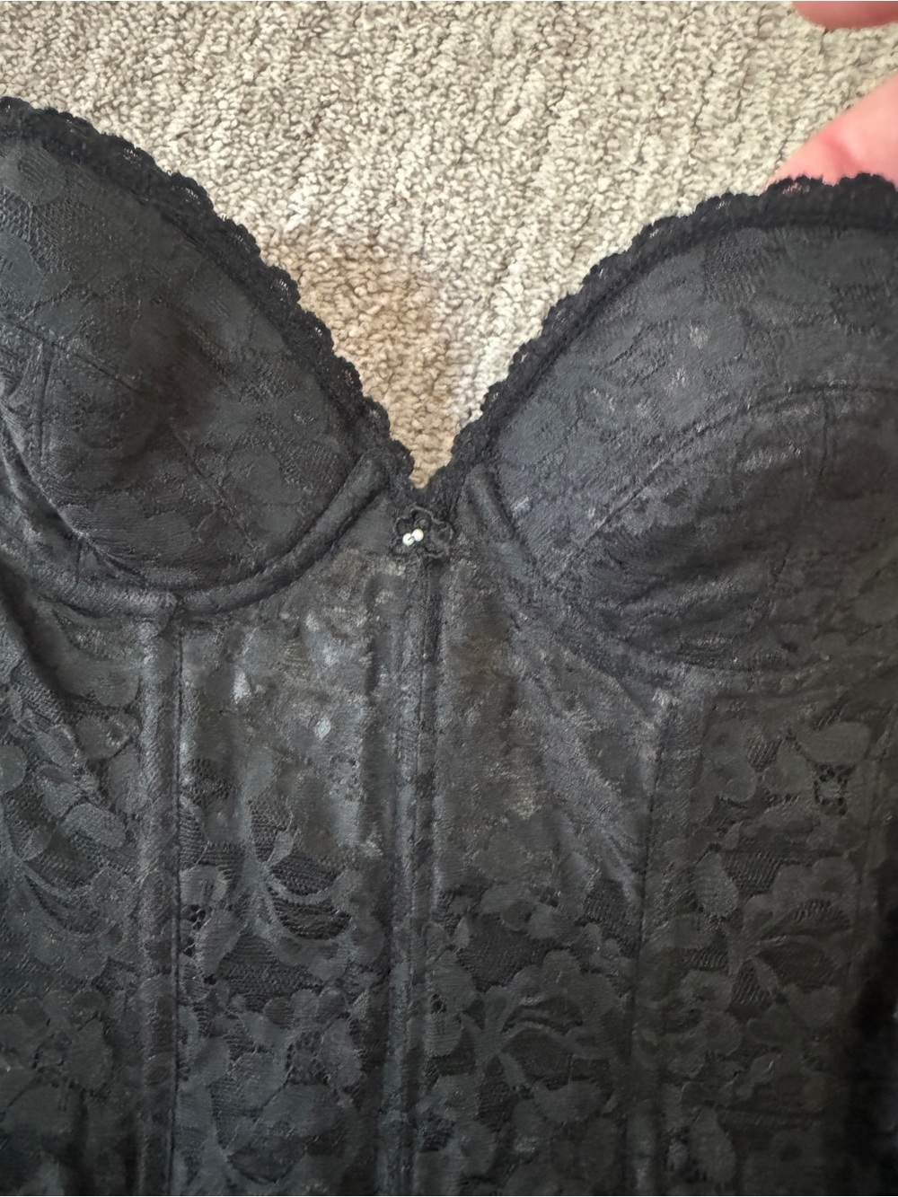 Vintage Black Lace Bustier Corset Top - Private Moments 32B - Picture 8 of 8